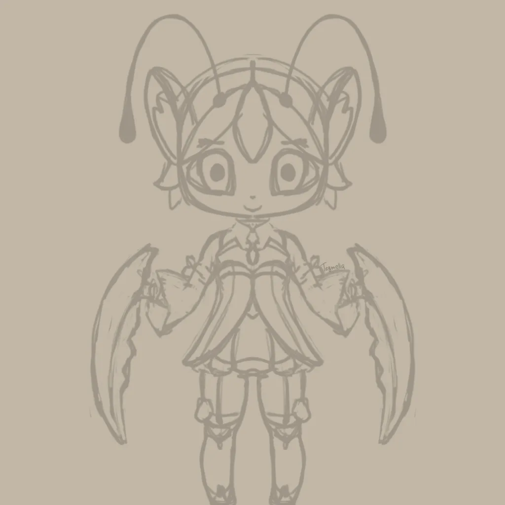 Chibi Mantis Girl - Sketch